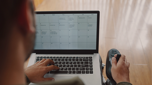 Assignor managing schedules on a laptop